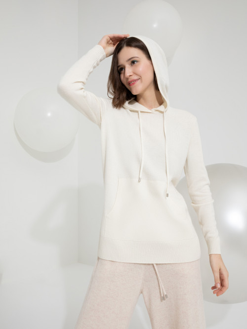 Удлиненное худи из эластичной пряжи Let's cashmere! LC97 цвет белый ...